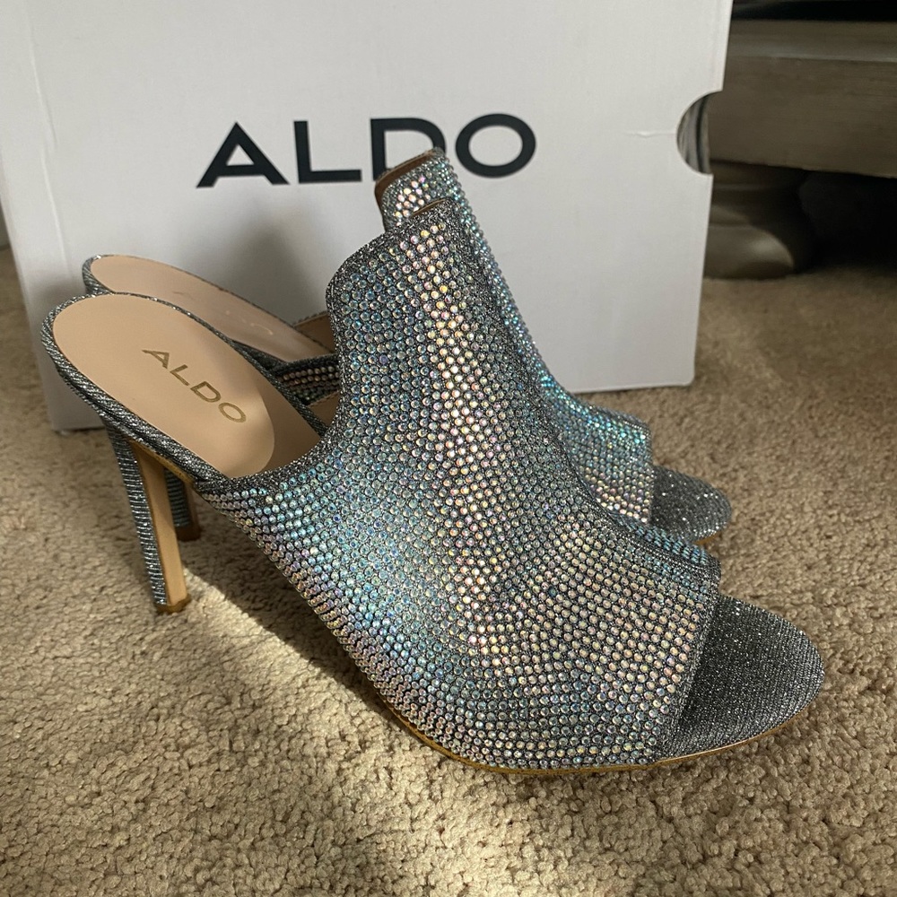 Rhinestone open toe Heels